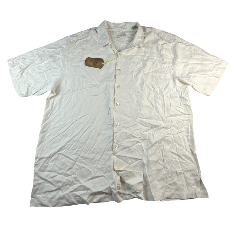 Tommy Bahama Catalina Twill Shirt Mens 2XT Coconut White Silk Blend BT34181 NWT